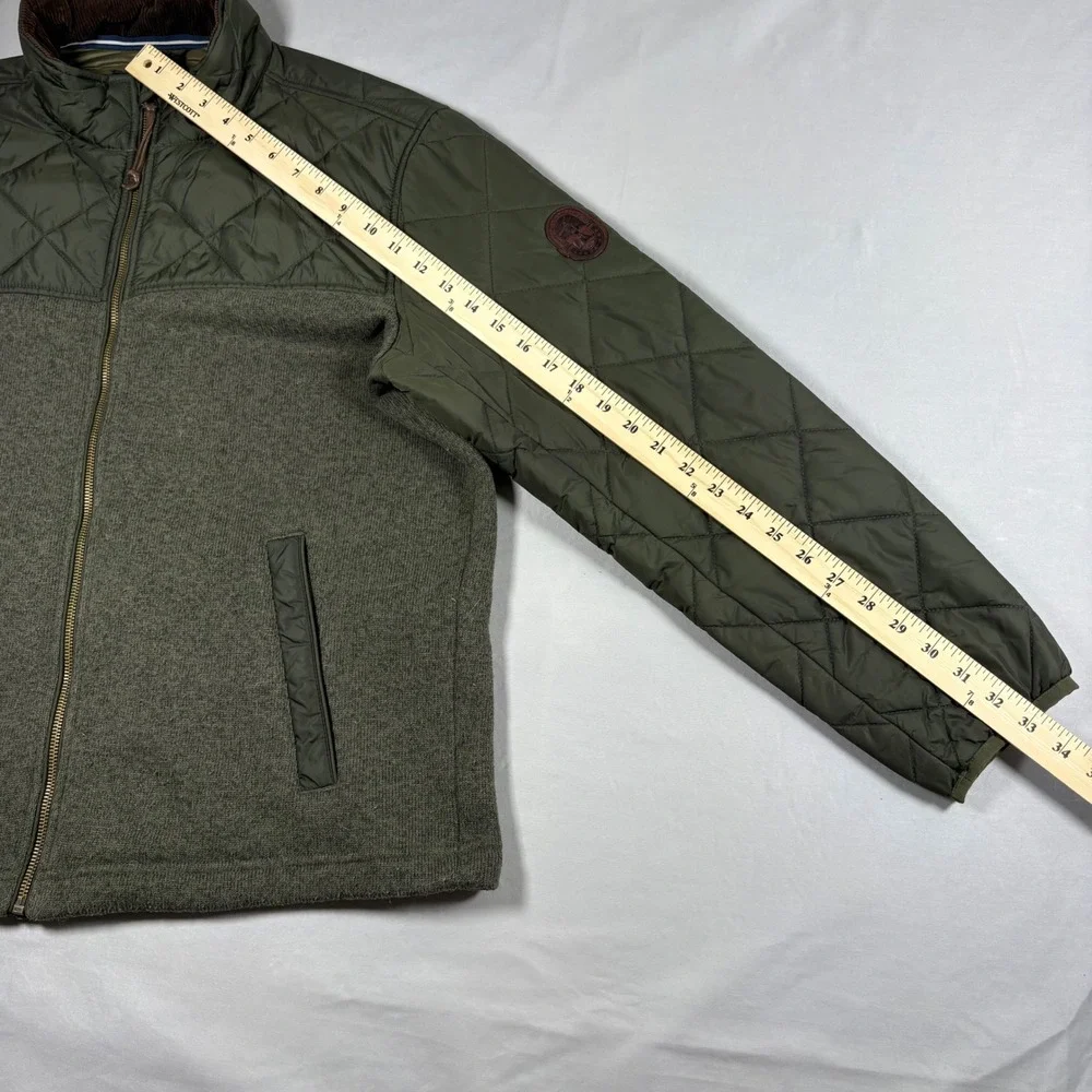 Lands End Primaloft Hybrid Quilted Jacket Mens Large Olive Green Corduroy Trim